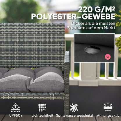 Outsunny Bankauflage 105 x 46 x 12,5 cm Bankkissen mit Bändern, Outdoor Sitzkissen für Gartenmöbel, Sitzbank, Grau