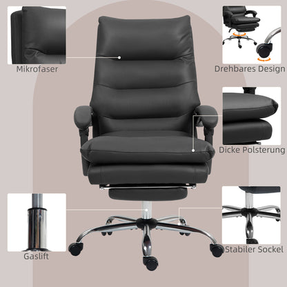 Vinsetto Bürostuhl mit Massagefunktion, beheizbar, neigbar, Kunstleder, 65x72x109-117cm, Schwarz