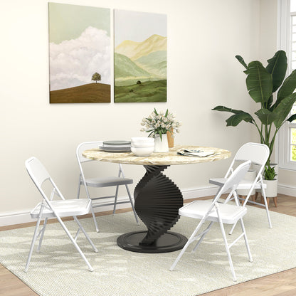 HOMCOM 4er-Set Klappstühle, Tragbare Bürostühle, Metallbeine, Faltstuhl für Büro, Empfang, Wartezimmer, Kunstleder, Weiß