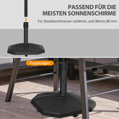 Outsunny Schirmständer, 18 kg, Zementfüllung, kompakte Form, Kunststoffgehäuse, schwarz, 45,5 x 45,5 x 33 cm