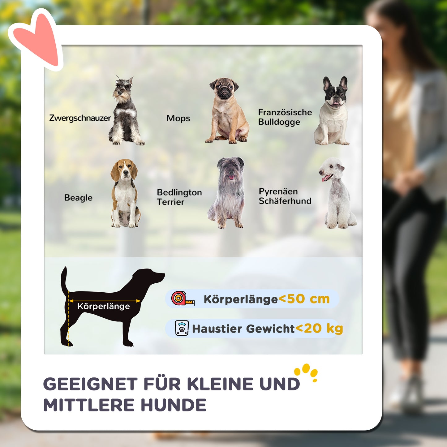 PawHut Hundebuggy Hundewagen bis 20 kg Klappbar 3 Seitentasche 102 cm x 62 cm x 105 cm Grau