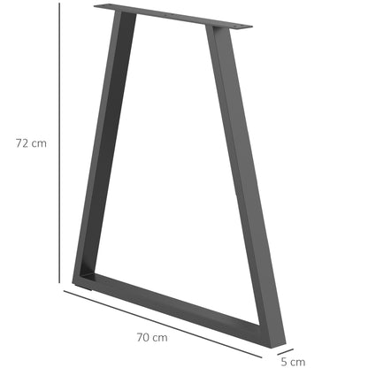 HOMCOM Trapezförmige Tischbeine im 2er-Set, Metall, vorgebohrt, mit Schrauben, Schwarz