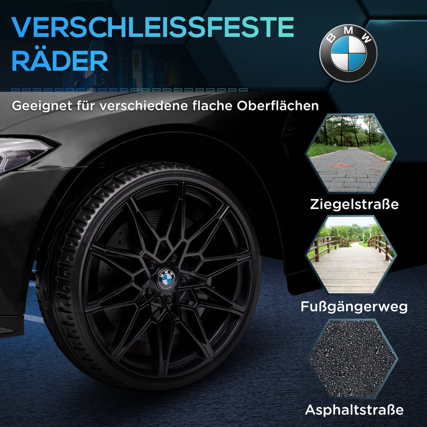 AIYAPLAY Elektro Kinderauto BMW M4, Sound & Licht, 3-5 km/h, inkl. Fernsteuerung, für 3-5 Jahre, Schwarz