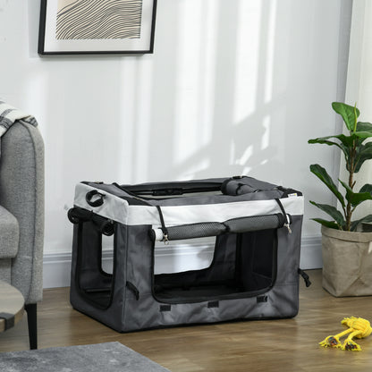PawHut Hundbuggy Haustierbuggy bis 10kg klappbar abnehmbarer Korb 81 x 58 x 97,5 cm Schwarz + Grau + Weiß