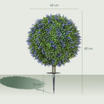 HOMCOM 2-teiliges Kunstbaum-Set, Künstliche Lavendelbäume, Erdspieße, UV-beständig