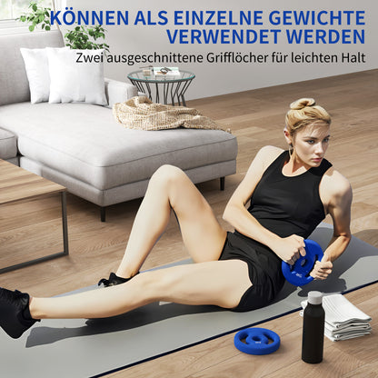 SPORTNOW 2 x 4 kg Gewichtsplatten mit praktischen Handgriffen, Gewichts-Set für Home-Gym, Fitnessstudio, Stärke-Training, Blau