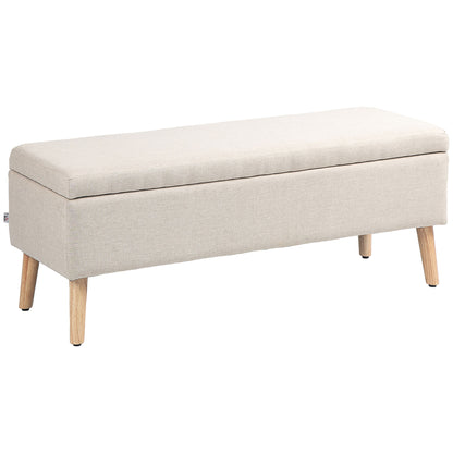 HOMCOM Sitzbank mit Stauraum, bis 220 kg, Leinenoptik, 110x39x45cm, Beige