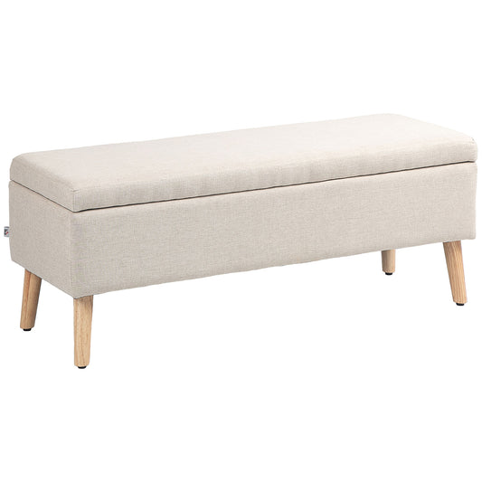HOMCOM Sitzbank mit Stauraum, bis 220 kg, Leinenoptik, 110x39x45cm, Beige