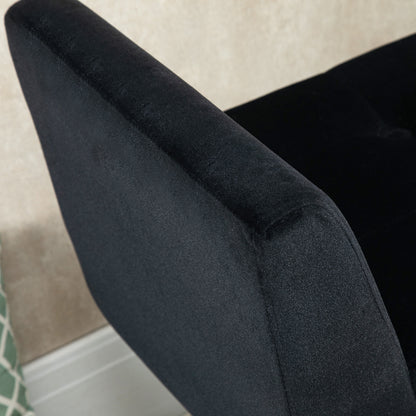 HOMCOM Sitzbank mit Stauraum Armlehnen Polsterbank mit Samtoptik, Sitztruhe mit Holzbeine, Truhenbank für Wohnzimmer Schlafzimmer Flur 107 x 42 x 65 cm, Schwarz