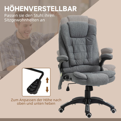 Vinsetto Bürostuhl Massagesessel mit Wärmefunktion, Ergonomischer Chefsessel, Höhenverstellbarer Drehstuhl, Gamingstuhl mit Massage, Dunkelgrau, 68 x 72 x 110–120 cm