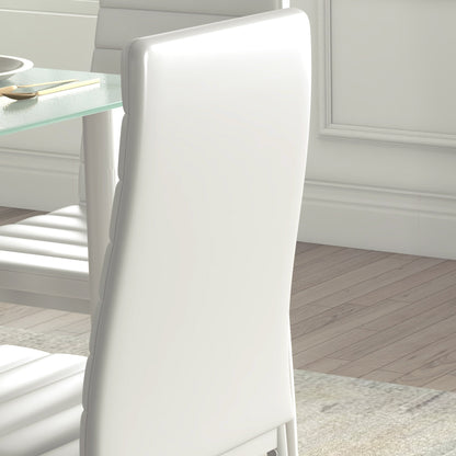 HOMCOM 5-tlg. Essgruppe Sitzgruppe Esstisch mit 4 Stühlen, modernes Design, Glastisch, Weiß