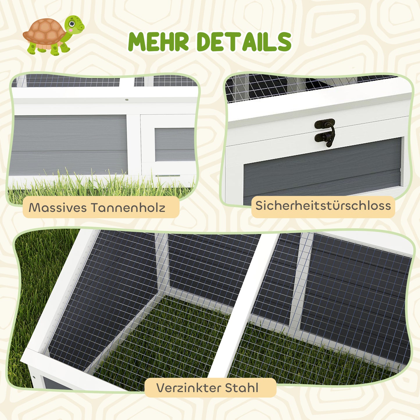 PawHut Schildkrötenbox, Outdoor Schildkrötengehege, bodenloses Design, leicht zu öffnen, Schildkrötenhaus, Hellgrau