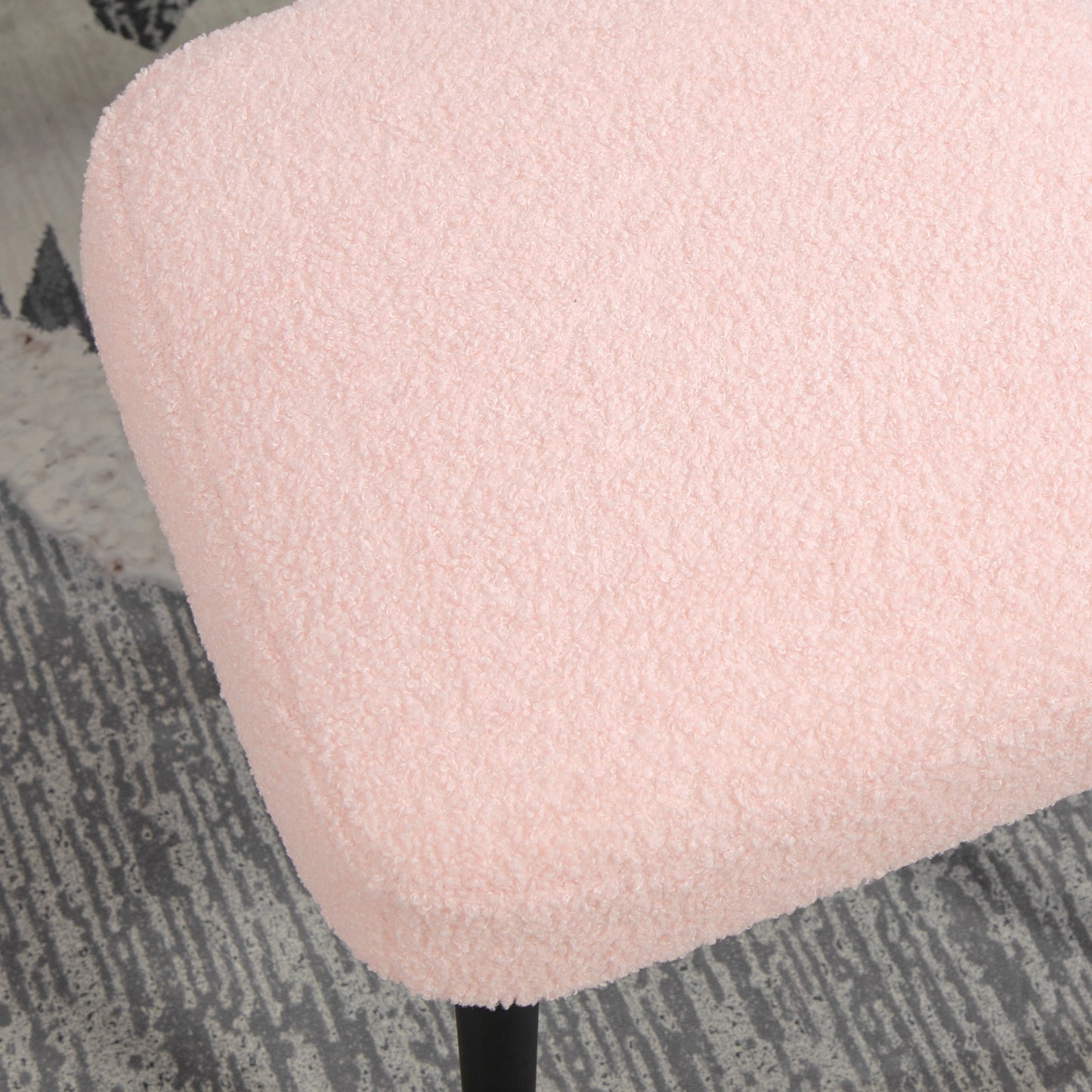 HOMCOM Hocker, Fußstütze, gepolsterter Sitz, Kaschmir-Optik, Stahlbeine, 42 x 42 x 44 cm, Rosa