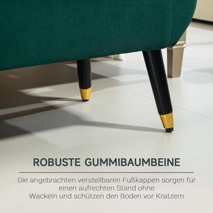 HOMCOM Polsterbank mit Stauraum, Armlehnen, Samtartiges Polyester, Kautschukholz, 107 x 42 x 65 cm, Grün