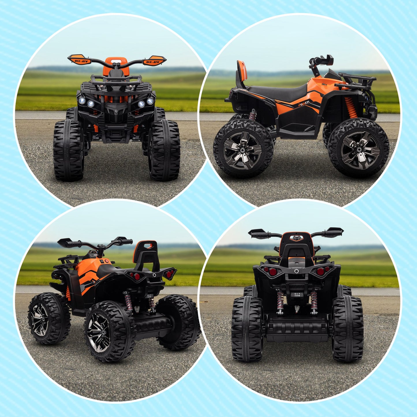 HOMCOM 12V Kinderfahrzeug mit Vorwärts-, Rückwärtsfunktion, MP3-Musikplayer, Scheinwerfer, 3-8 km/h, 3-5 Jahre, Orange