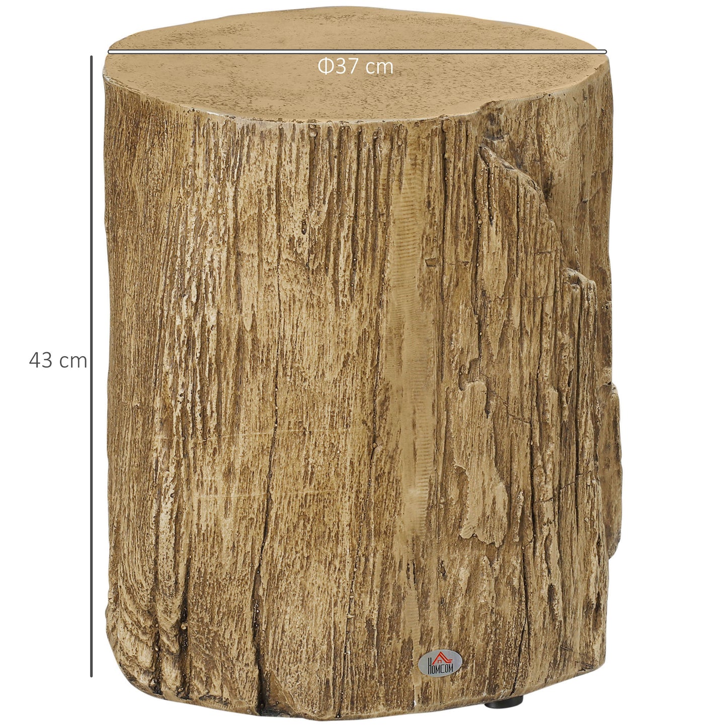 HOMCOM Beistelltisch Baumstumpf-Optik Nivillierfüße 37 cm x 37 cm x 43 cm Beton Braun