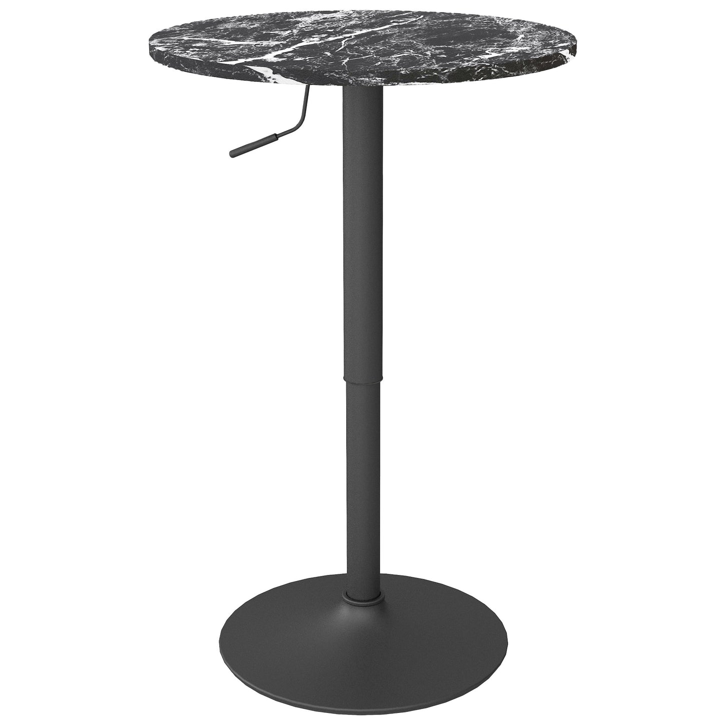 HOMCOM Bartisch für 2 Personen، höhenverstellbar، Marmoroptik، 60 x 60 x 68-93,5 سم، أسود