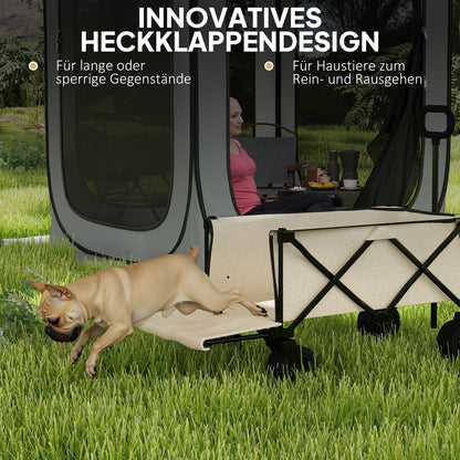 Outsunny Gartenwagen 100 kg belastbar, klappbar Transportwagen mit herausnehmbare Plane, 90 x 48 x 92 cm Beige