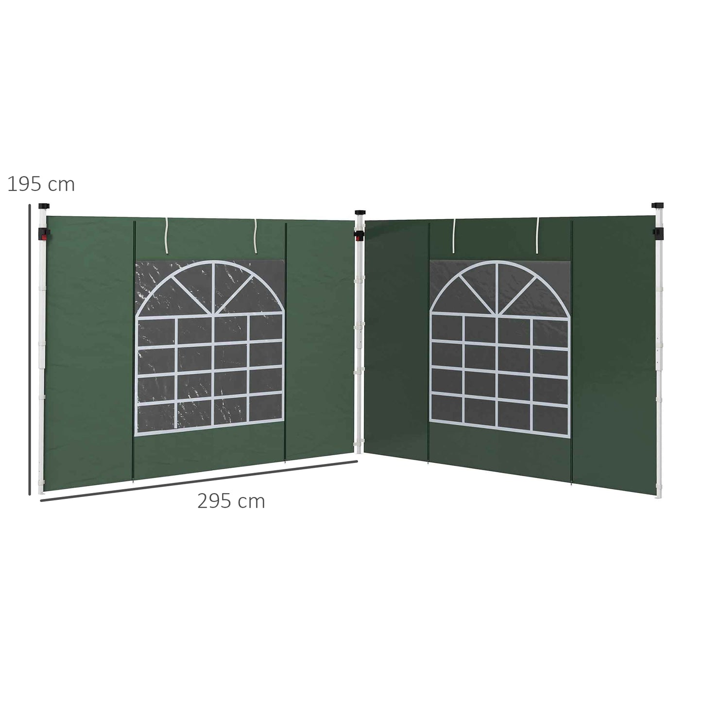 Outsunny Seitenwände für 3 x 3/ 3 x 6 m Pavillon, Seitenplanen mit Fenster, Tür, Ersatzwände für Partyzelt, Oxfordstoff, Grün