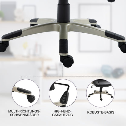 HOMCOM Bürosessel Chefsessel mit Wippfunktion Bürostuhl Schreibtischstuhl Ergonomischer Drehstuhl Sportsitz Hoher Rückenlehne Schwarz Kunsterleder Metall 70 x 58 x 114–124 cm