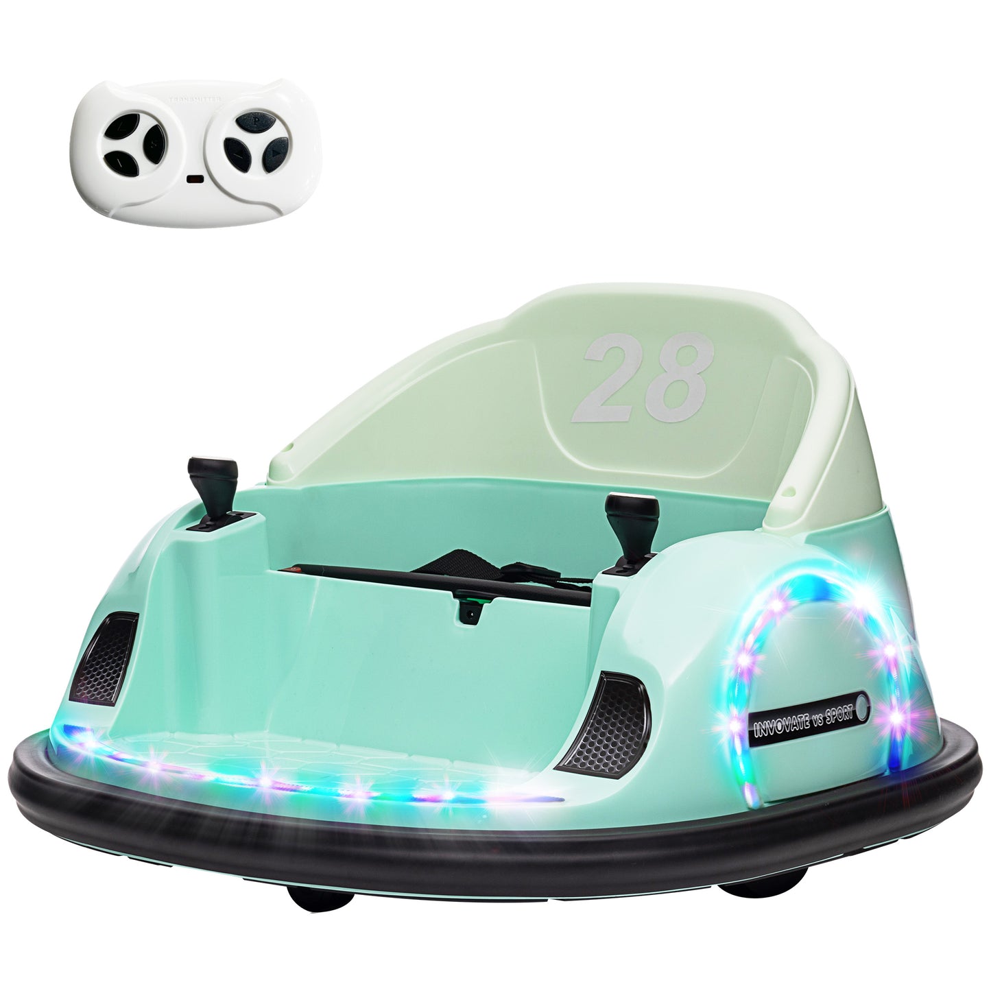 AIYAPLAY Autoscooter، دوران 360 درجة، سرعة 2 كم/ساعة، Sicherheitsgurt، LED-Lichter، Musik und Hupe، Grün