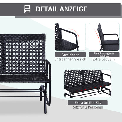 Outsunny Schaukelbank Gartenschaukel Gartenbank Sitzbank Schaukel 2-Sitzer Polyrattan