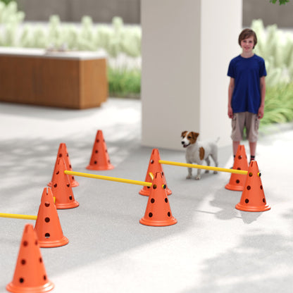 PawHut Agility Set Hunde 6-teiliges Agility-Ausrüstung für Hundetraining Steckhürdenset mit 12 Kegel 6 Hürden Tragetasche