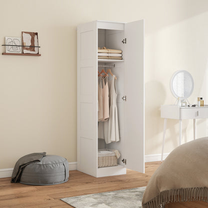 HOMCOM Kleiderschrank Mehrzweckschrank mit Kleiderstange, Regal, باب ناعم الإغلاق 40 x 52 x 180 cm Weiß