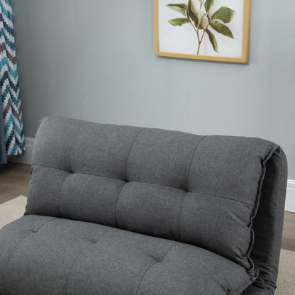 HOMCOM Tiefer Relaxsessel, 13 Positionen, Leinenoptik, Metallstruktur, 100 x 71 x 54 cm, Grau