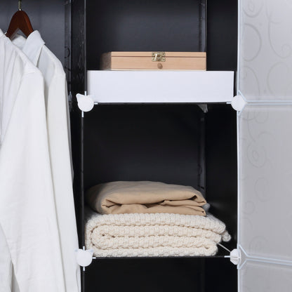 HOMCOM Kleiderschrank im Würfeldesign, 2 stora och 9 små Würfel, Kunststoff, Metall, 111L x 47B x 183H cm, Schwarz+Weiß