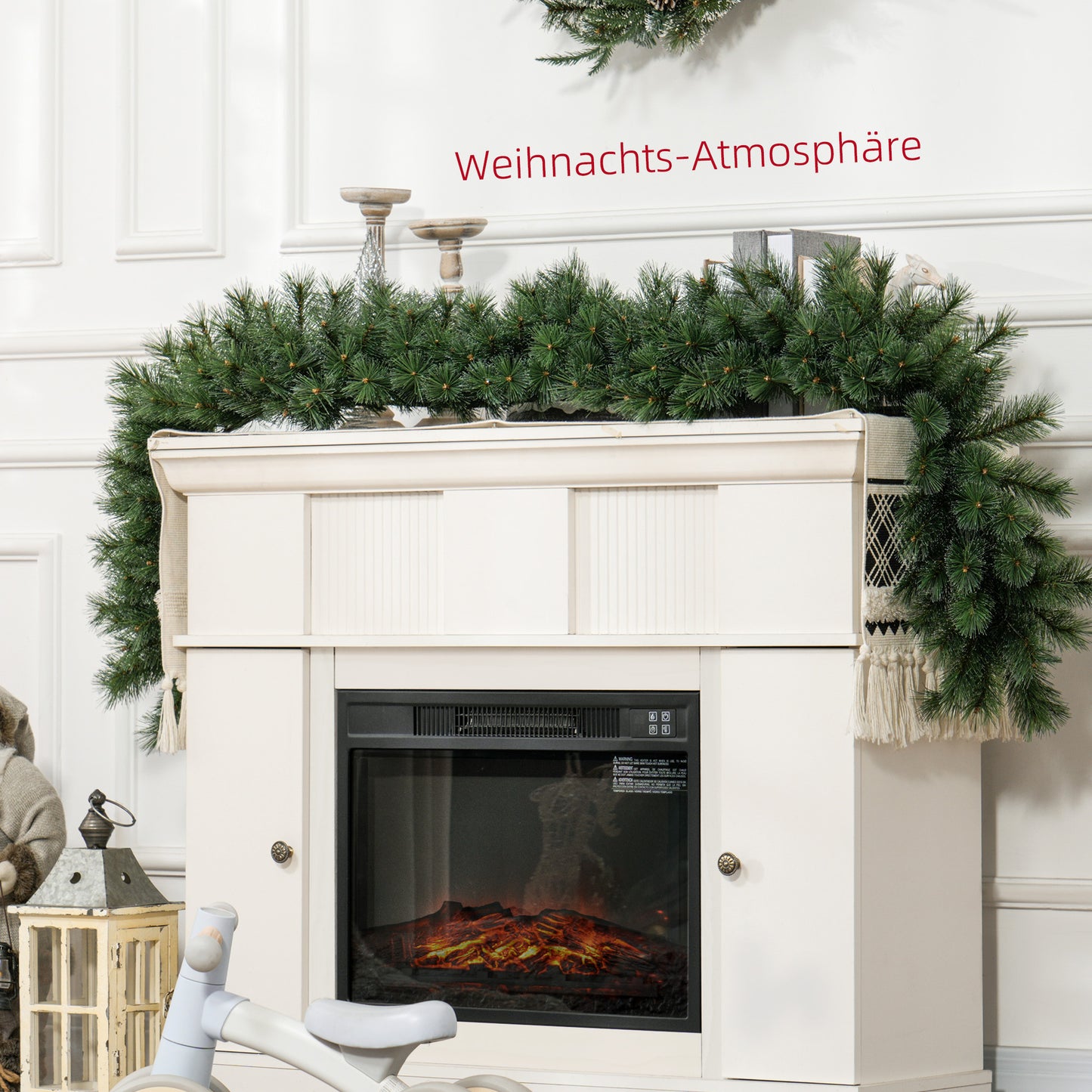 HOMCOM 1,8 m künstliche Weihnachtsgirlande Blumendekoration mit 160 Spitzen Grün