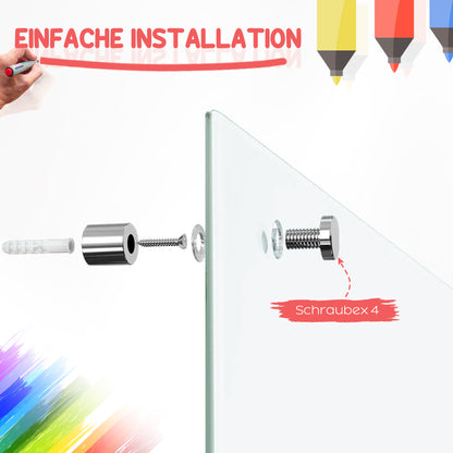 Vinsetto Glas Whiteboard, Memoboard, Whiteboard, 4 Stifte, 6 Magnete, 1 Schwamm,1 Ablage, Weiß