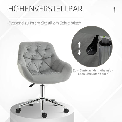 Vinsetto Bürostuhl Chefsessel Drehstuhl Computerstuhl Sitzhöhenverstellung für jüngere Benutzer und Kleines zum Lernen und Spielen Polyester Schaumstoff Metall Nylon Grau 59 x 58 x 80-90 cm