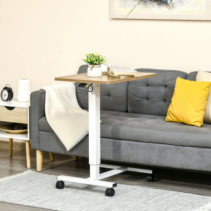 HOMCOM Stehpult Höhenverstellbar inkl. 4 Rollen C-Form 65 cm x 48 cm x 70-110 cm Natur + Weiß