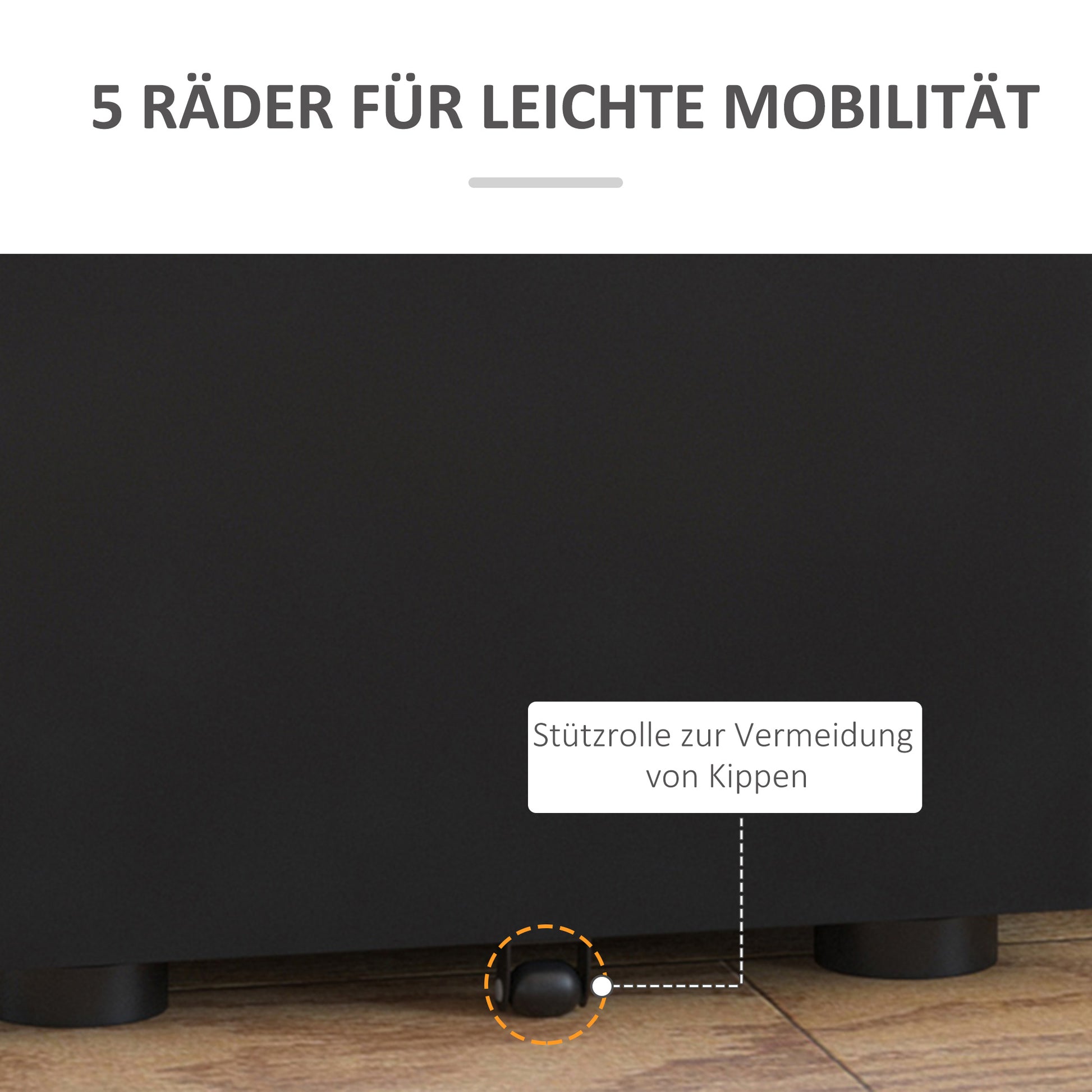 Vinsetto Rollcontainer mit 3 Schubladen mobiler Aktenschrank mit Rollen abschließbar Büroschrank mit Hängeregistratur Stiftfach, Bürocontainer für Büro, Homeoffice, 39 x 48 x 59 cm Schwarz