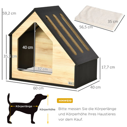 Pawhut Hundehütte Indoor Hundehöhle mit Kissen Hundehaus Hundehöhle mit schrägem Dach Katzenhaus für kleine Hunde bis 8 كجم 60 × 40 × 59,2 سم، براون