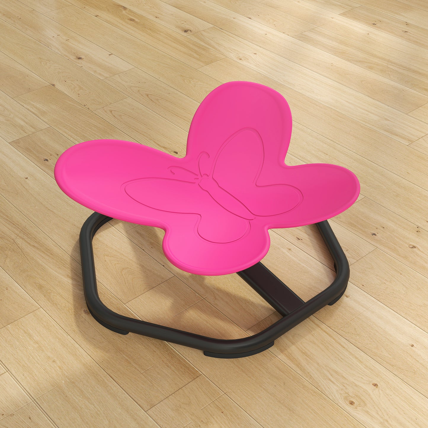 AIYAPLAY Sensorischer Drehstuhl für Kinder, Schmetterlings-Form, fördert Balance und Koordination, Kunststoff, Metall, Rosa