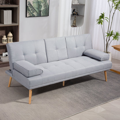 HOMCOM Schlafsofa، 3-Sitzer-Sofa، Bettsofa mit Klappbarem Tisch، Stoffsofa mit Leinenoptik، Schlafcouch mit Becherhalter، im Skandi-Design، bis 250kg Belastbar، Hellgrau