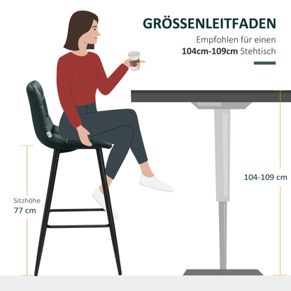 HOMCOM Barhocker 2er-Set, modernes Design, weicher Sitz, Stahlrahmen, 42 x 47 x 105 cm, Grün