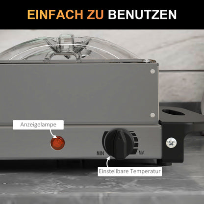 HOMCOM 2-in-1 Buffetwärmer 6,8L Warmhalteplatte 300 Watt Edelstahl Speisewärmer Silber