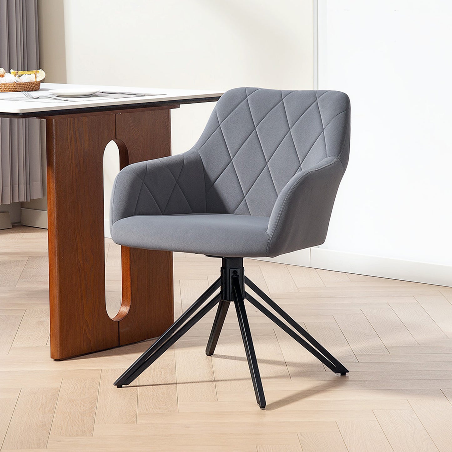 HOMCOM Akzentstuhl im Retro-Design Samtoptik 58 cm x 60,5 cm x 79 cm Stahl Grau
