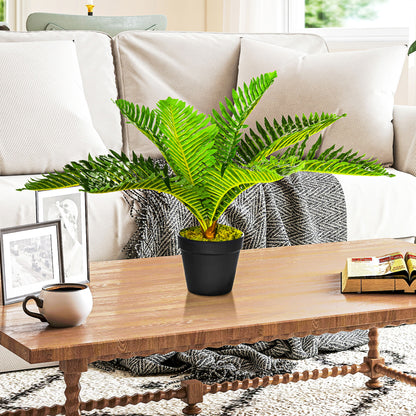 HOMCOM Kunstpflanze, Tropische Palme, inkl. Übertopf, 50 cm, Grün + Schwarz
