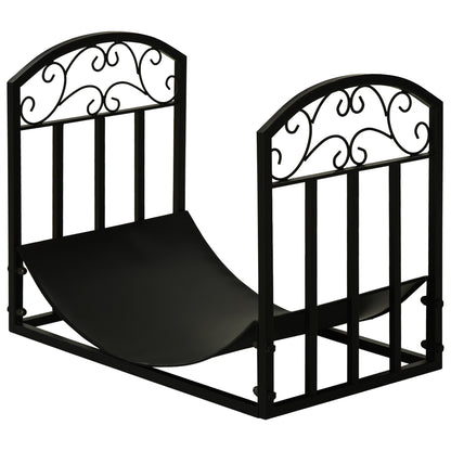 Outsunny Kaminholzregal Kaminholzständer Brennholzregal 60 كجم belastbar Feuerholzablage Kaminwerkzeug Metall Schwarz 60,5 x 36 x 46,5 سم