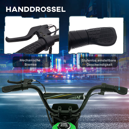 HOMCOM Elektro-Kindermotorrad, 24V Motor, einstellbare Geschwindigkeit, Musik & Lichter, Grün
