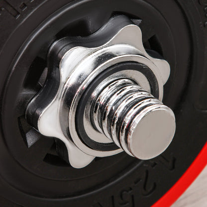 HOMCOM Hantelset 20/30KGS 2-IN-1 Hanteln&Langhanteln verstellbar Gewichtheben für Zuhause Fitness Muskel Stahl PP-Kunsstoff Eisen Sand Rot+Schwarz 21,5 x 21,5 x 3,8 cm