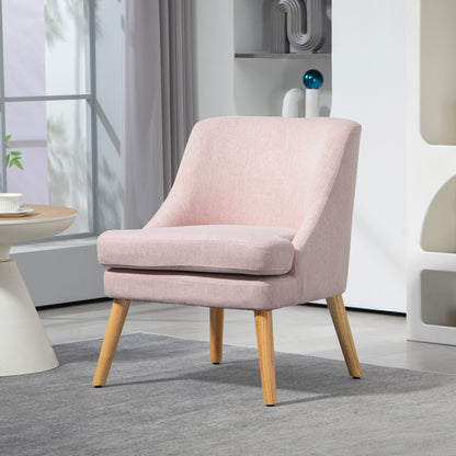 HOMCOM Akzentsessel im skandinavischen Stil, Samt, 25D-Schaumstoff, Hevea-Holzbeine, Beige, 63x69x79,5 cm