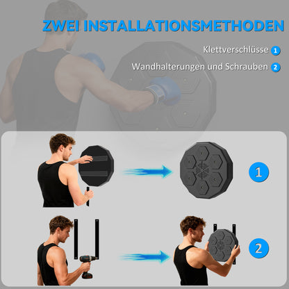 SPORTNOW Boxtrainer mit Musikfunktion, Bluetooth, leuchtende Punkte, Wandaufhängung, Kunstleder, Schwarz