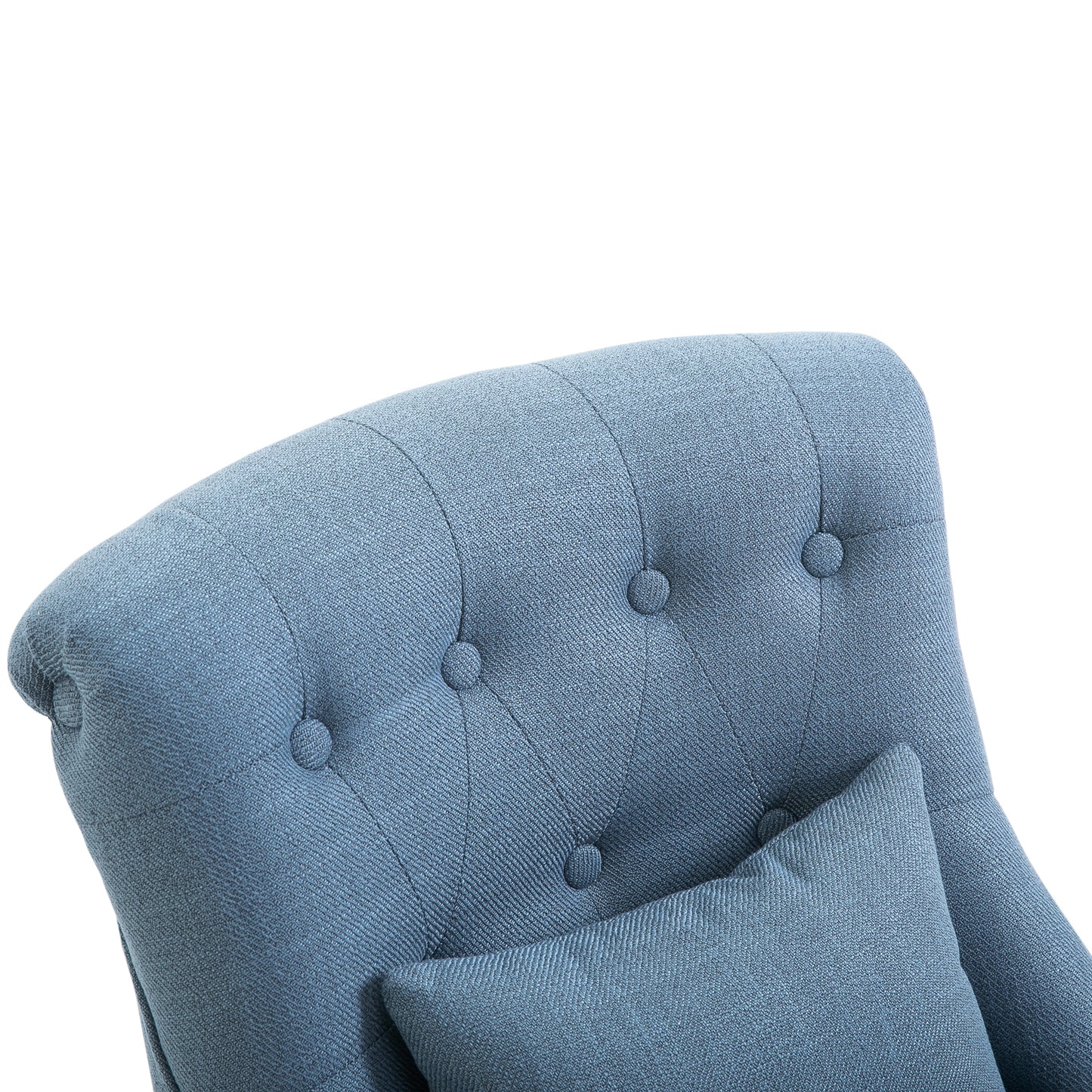 HOMCOM Sessel Wohnzimmer Relaxsessel Loungesessel Ruhesessel mit Rückenkissen, Holzbeine, Lesesessel mit Leinenoptik, Polstersessel für Schlafzimmer, Blau