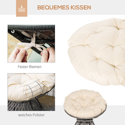 Outsunny Papasansessel, Korbsessel, Sitzkissen, Kunstrattan, drehbar, Metallrahmen, 87 x 97 x 90 cm, Beige
