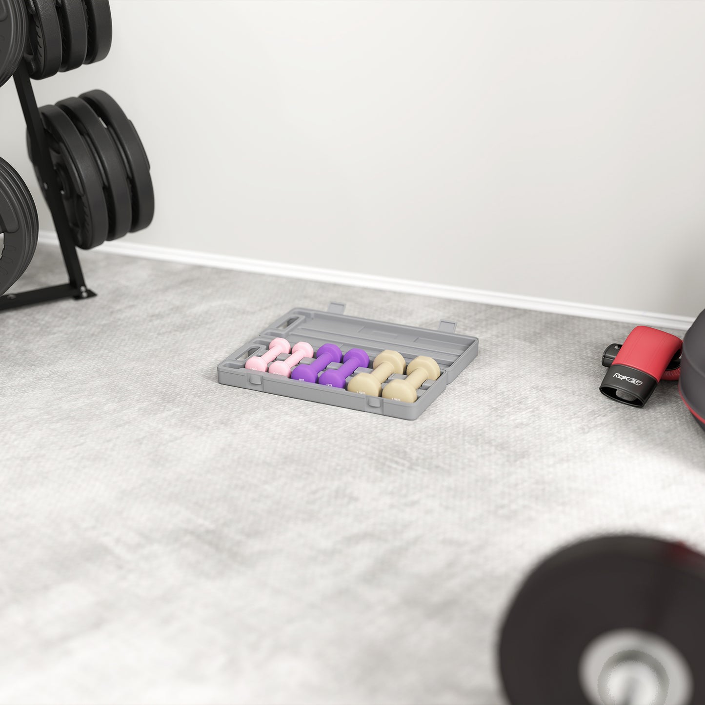 HOMCOM Hantelset 6er Set Hanteln mit Koffer, Gewichten, 0,5kg, 1kg, 1,5kg verstellbar für Zuhause, Fitnessstudio